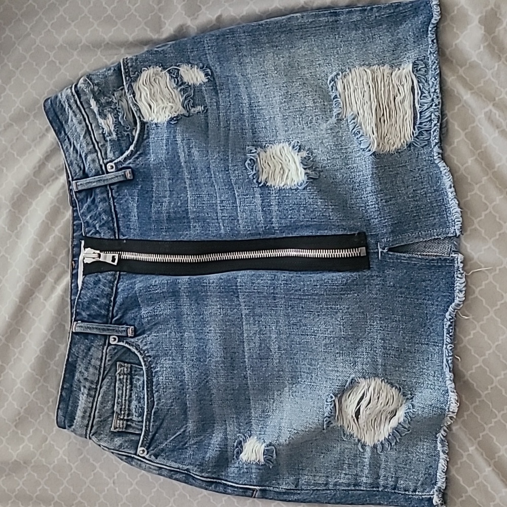 Good American zip up mini skirt